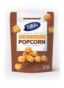 Caramel Coated Peanut Butter Popcorn W/ Cocoa