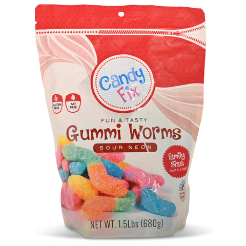 Gummi Worms Sour Neon Family Size