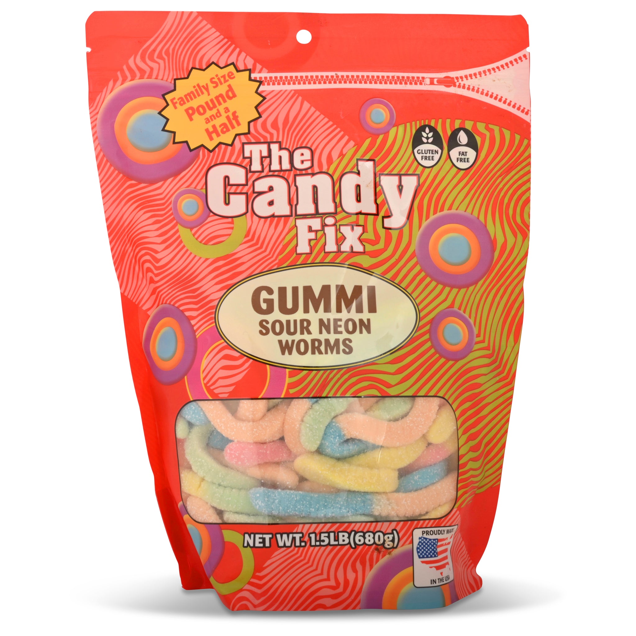 Gummi Sour Neon Worms Family Size