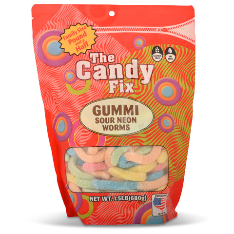 Gummi Sour Neon Worms Family Size