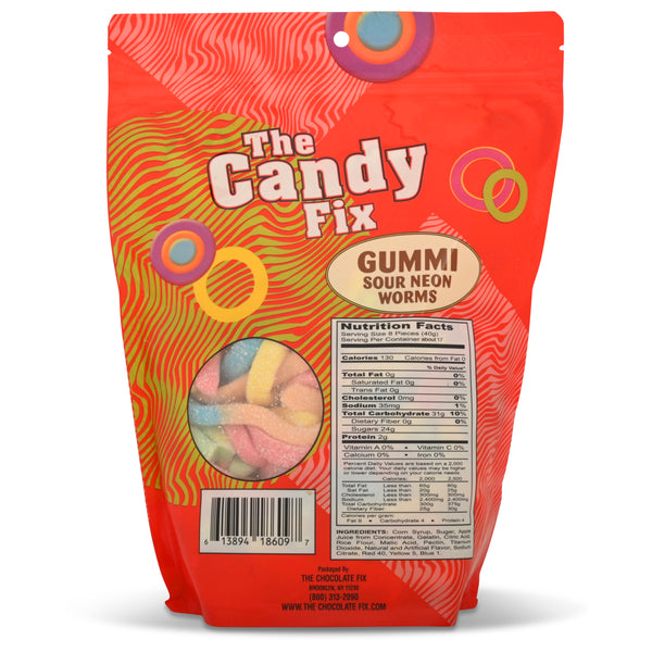 Gummi Sour Neon Worms Family Size